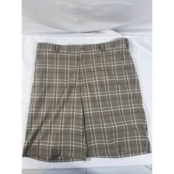 Nike Dri-Fit Stretch 11" Chino Golf Shorts Beige/Tan Plaid Size 36 - Picture 1 of 6